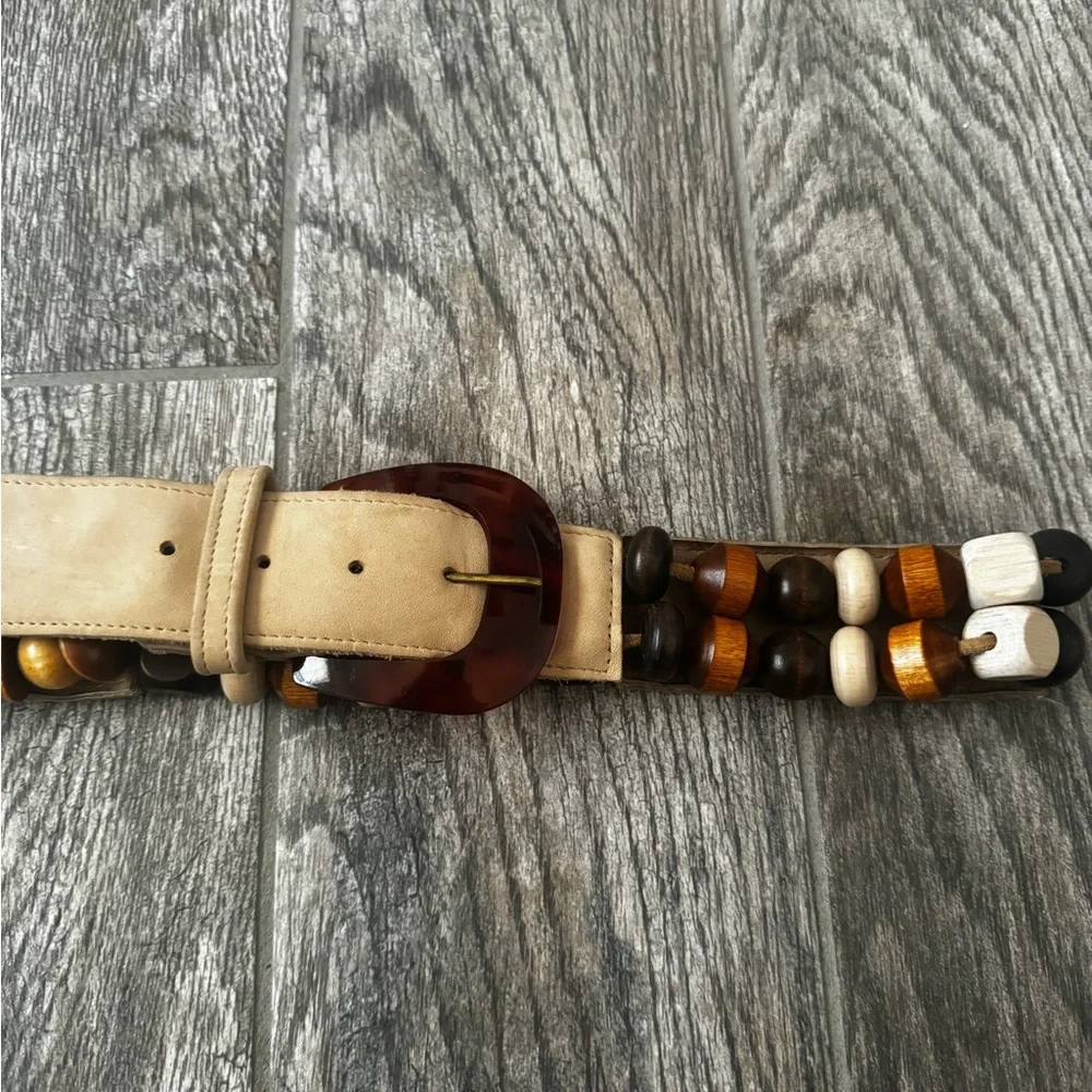 Vintage Sharon Burch leather bead belt